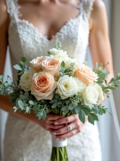 Bespoke bridal bouquet with eucalyptus and peonies
