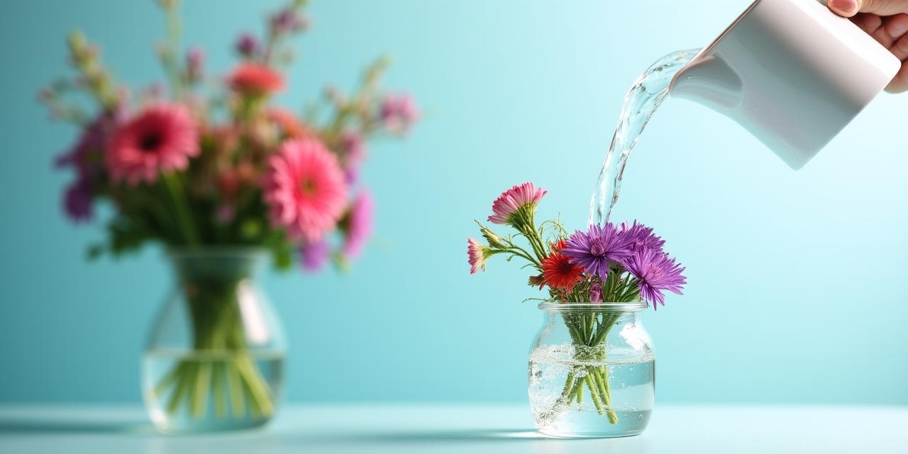 Refreshing the water in a crystal vase for a colorful bouquet